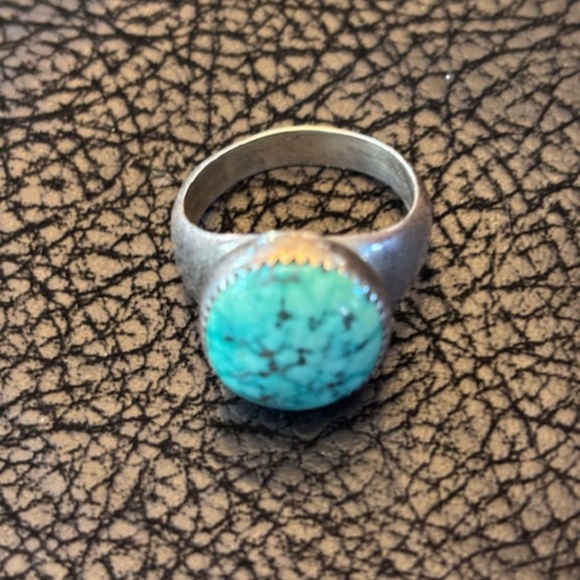Navajo sterling silver/turquoise ring- Signed - Picture 1 of 4